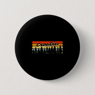 Badge Rond 5 Cm Croatie forêt coucher de soleil arbres chalet vaca