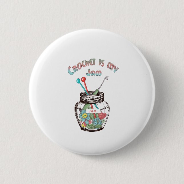 Badge Rond 5 Cm Crochet est ma confiture (Devant)