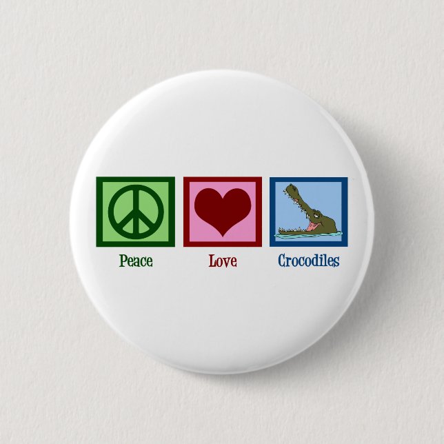Badge Rond 5 Cm Crocodiles Peace Love (Devant)