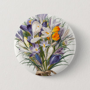 Badge Rond 5 Cm Crocus Spring Flower Floral Art