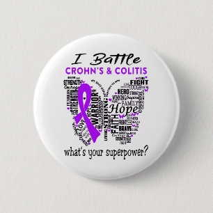 Badge Rond 5 Cm Crohn's & Colitis Awareness Moth Ribbon Gifts