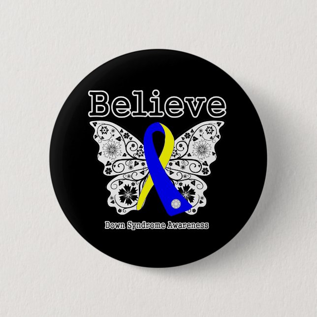 Badge Rond 5 Cm Croire au syndrome de Down (Devant)