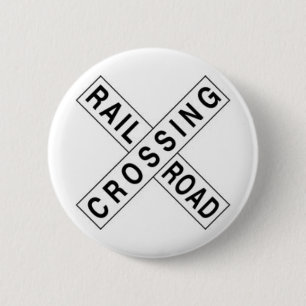 BADGE ROND 5 CM CROISEMENT DE VOIE FERRÉE
