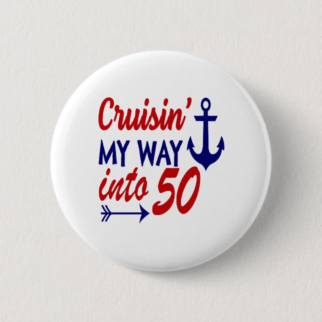 Badge Rond 5 Cm Croisière d'anniversaire 50e anniversaire (Devant)