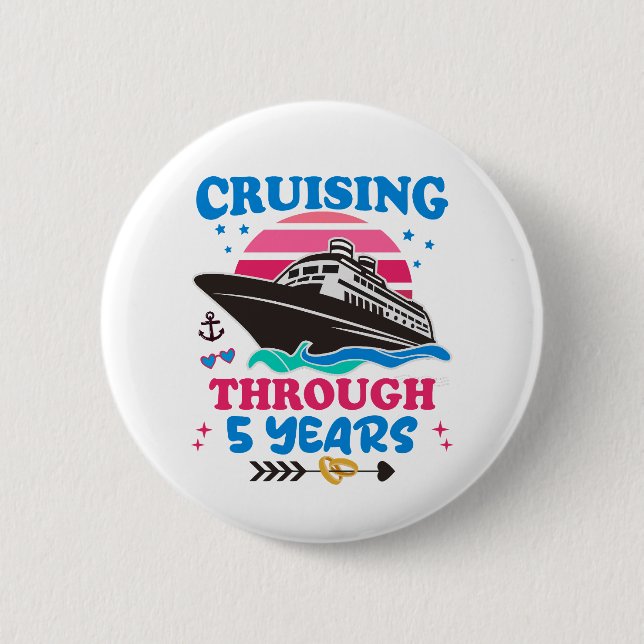 Badge Rond 5 Cm Croisière Sur 5 Ans Mariage (Devant)