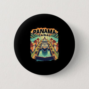 Badge Rond 5 Cm Croisière sur le canal de Panama Bateau Navire Gra