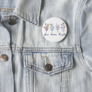 Badge Rond 5 Cm Croissance des pensées positives Fleur sauvage Flo