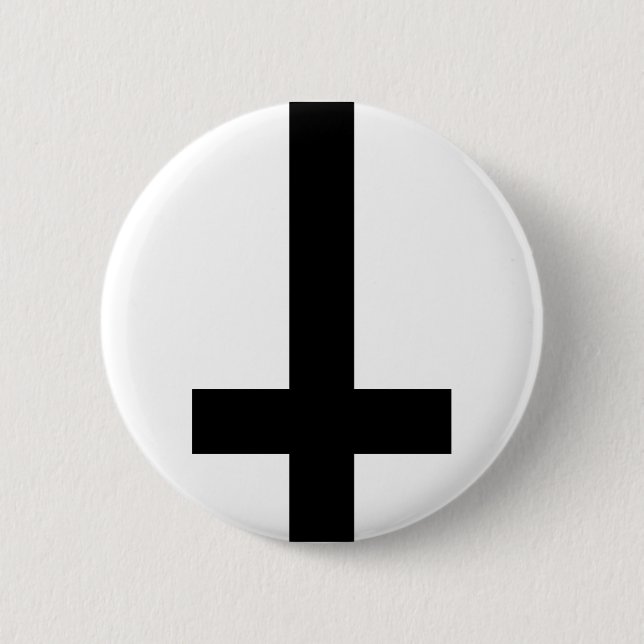 Badge Rond 5 Cm Croix à l'envers (Devant)