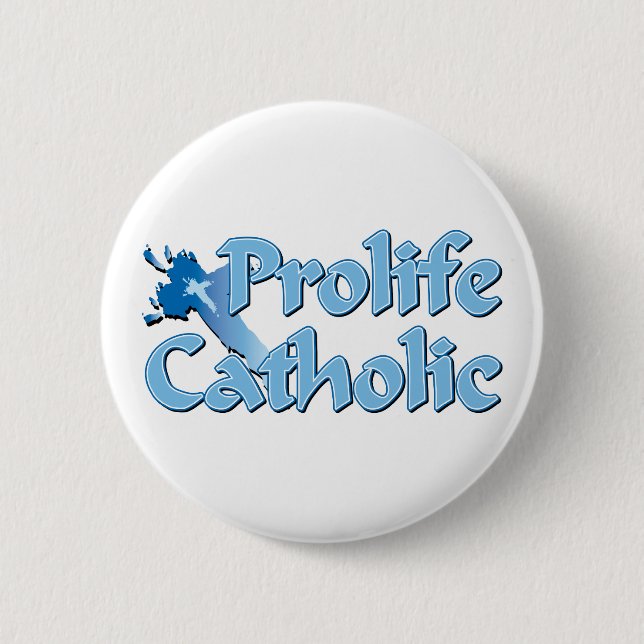 Badge Rond 5 Cm Croix catholique Prolife (Devant)
