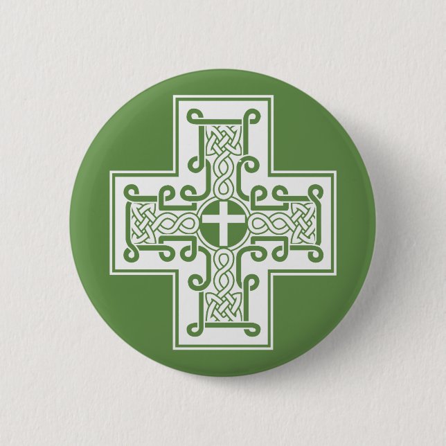 Badge Rond 5 Cm Croix celtique de noeud irlandais (Devant)