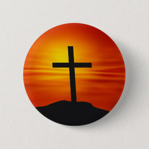 BADGE ROND 5 CM CROIX CHRÉTIENNE
