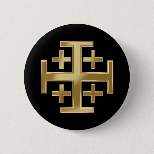 Badge Rond 5 Cm Croix chrétienne (Devant)