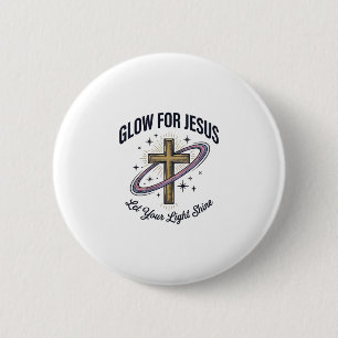 Badge Rond 5 Cm Croix chrétienne Glow for Jesus Vintage Vector