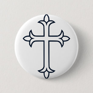 Badge Rond 5 Cm Croix chrétienne typique