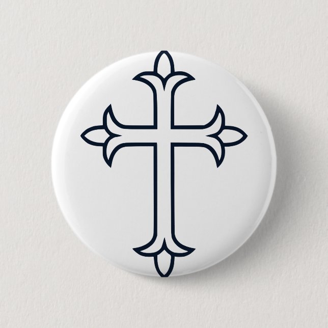 Badge Rond 5 Cm Croix chrétienne typique (Devant)