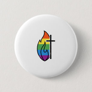 Badge Rond 5 Cm Croix de Flamme Arc-en-ciel Vintage Design Vectori