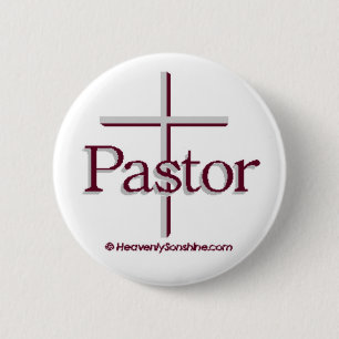 Badge Rond 5 Cm Croix de gris de pasteur d'église