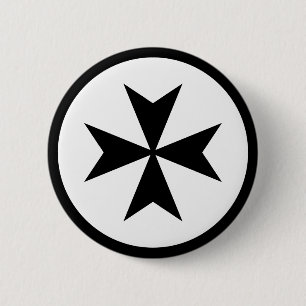 Badge Rond 5 Cm Croix de Malte noire