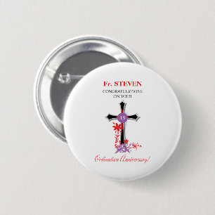 Badge Rond 5 Cm Croix de noir d'anniversaire de classification de