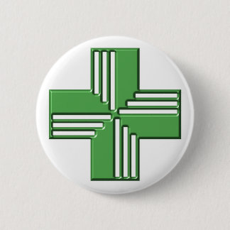 Badge Rond 5 Cm Croix de pharmacie
