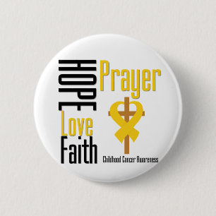 Badge Rond 5 Cm Croix de prière de foi d'amour d'espoir de Cancer