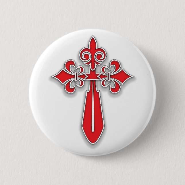 Badge Rond 5 Cm Croix de Santiago (Devant)
