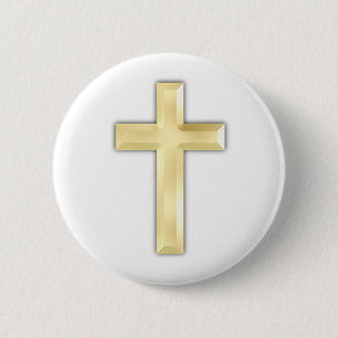 Badge Rond 5 Cm Croix d'or