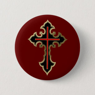 Badge Rond 5 Cm Croix d'or