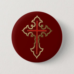 Badge Rond 5 Cm Croix d'or
