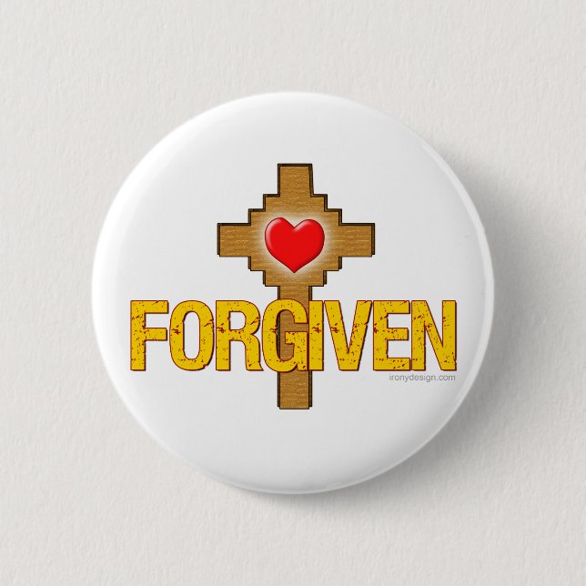 Badge Rond 5 Cm Croix du coeur pardonnée (Devant)
