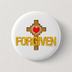 Badge Rond 5 Cm Croix du coeur pardonnée