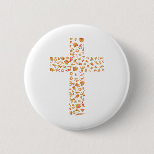 Badge Rond 5 Cm Croix du pain d'épice de Noël