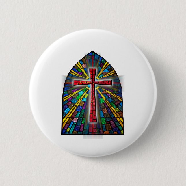 Badge Rond 5 Cm Croix en verre tendu (Devant)