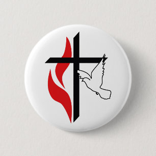 BADGE ROND 5 CM CROIX ET COLOMBE MÉTHODISTES