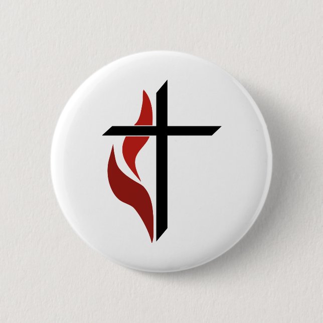 Badge Rond 5 Cm Croix flamme (Devant)