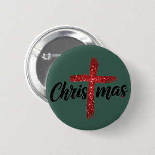Badge Rond 5 Cm Croix Jésus Noël Foi Chrétienne Religion