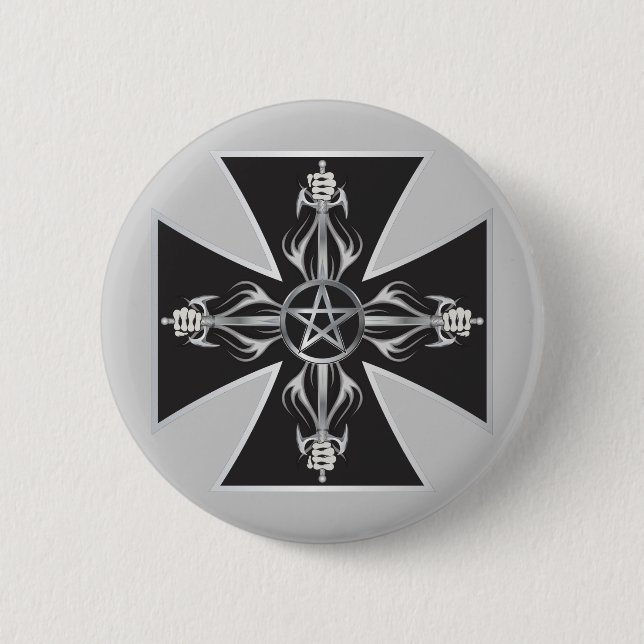 Badge Rond 5 Cm Croix maltaise (Devant)