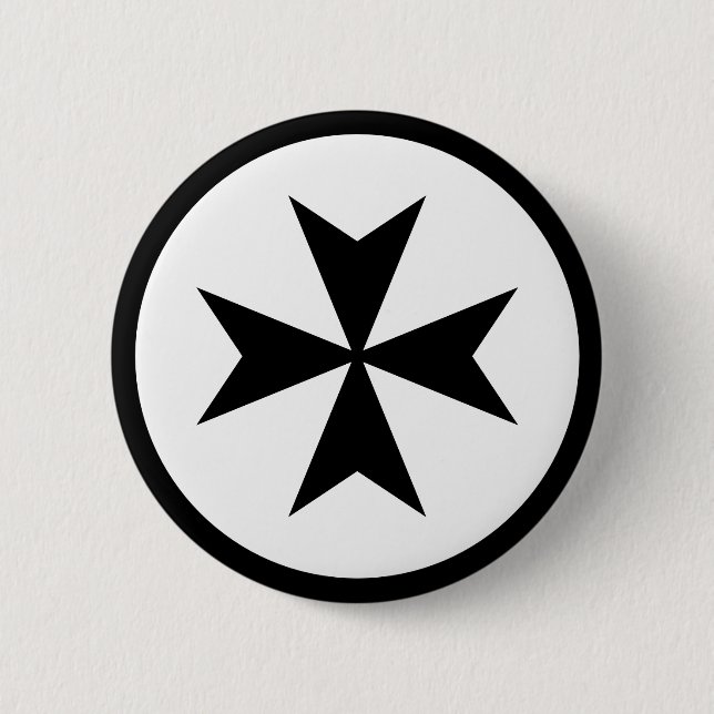 Badge Rond 5 Cm Croix maltaise noire (Devant)