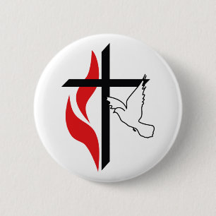 Badge Rond 5 Cm Croix méthodiste et colombe