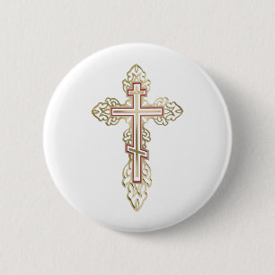 Badge Rond 5 Cm Croix orthodoxe