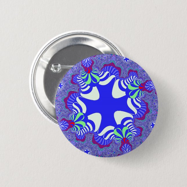 Badge Rond 5 Cm Croix rétro bleue (Devant & derrière)