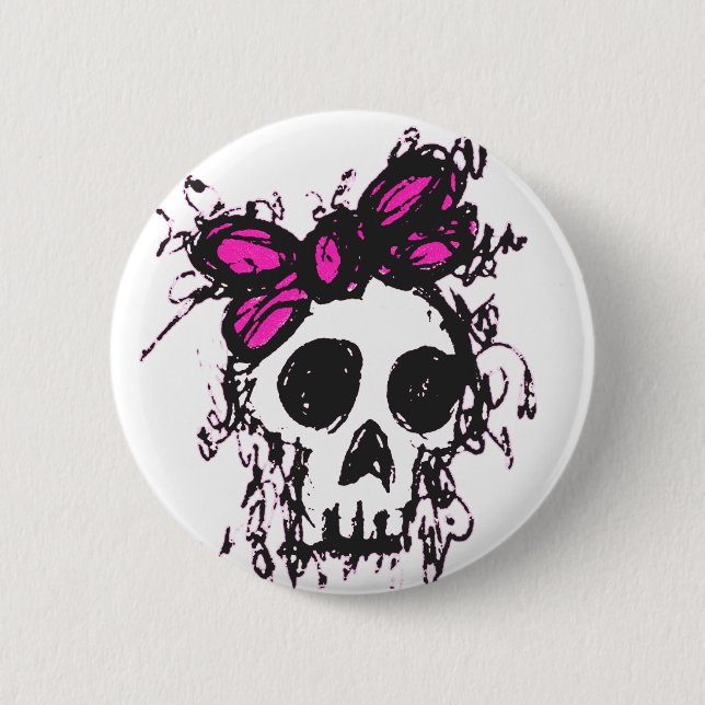 Badge Rond 5 Cm Croquis de crâne (Devant)