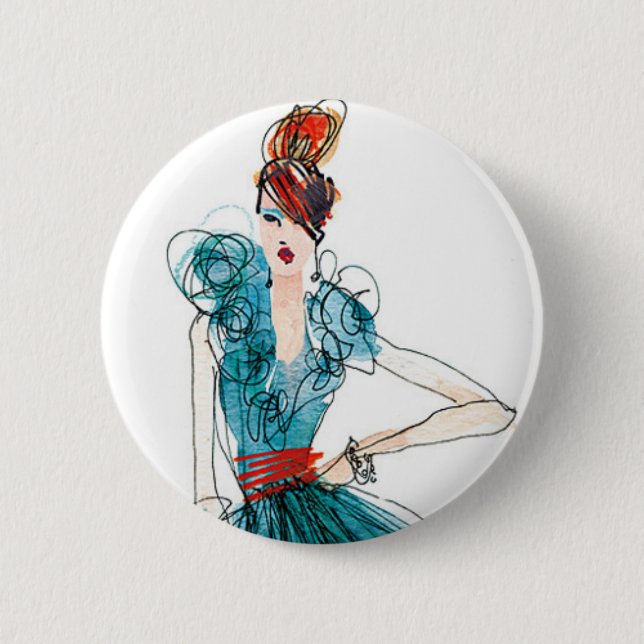 Badge Rond 5 Cm Croquis de mode de couture d'Apple sauvage | Haute (Devant)
