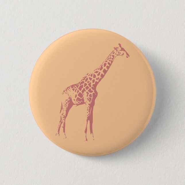 Badge Rond 5 Cm Croquis rose de girafe (Devant)