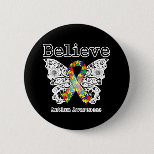 Badge Rond 5 Cm Croyez la sensibilisation sur l'autisme