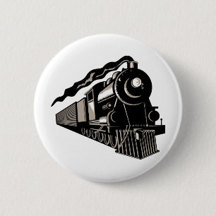 Badge Rond 5 Cm cru de locomotive de train de vapeur