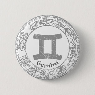 Badge Rond 5 Cm Cru de signe de zodiaque de Gémeaux