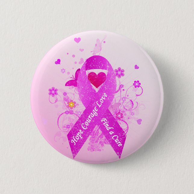 Badge Rond 5 Cm Cru rose de ruban (Devant)