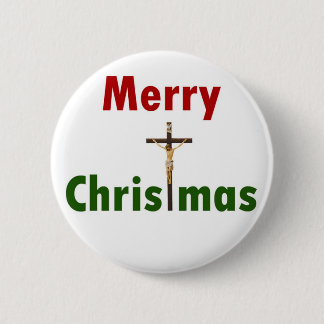 Badge Rond 5 Cm Crucifix de Joyeux Noël