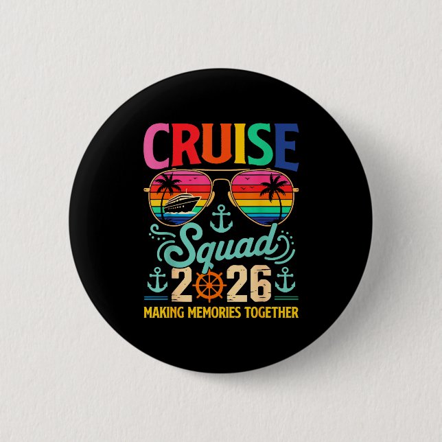 Badge Rond 5 Cm Cruise Squad 2026 Family Group Matching Summer Vac (Devant)